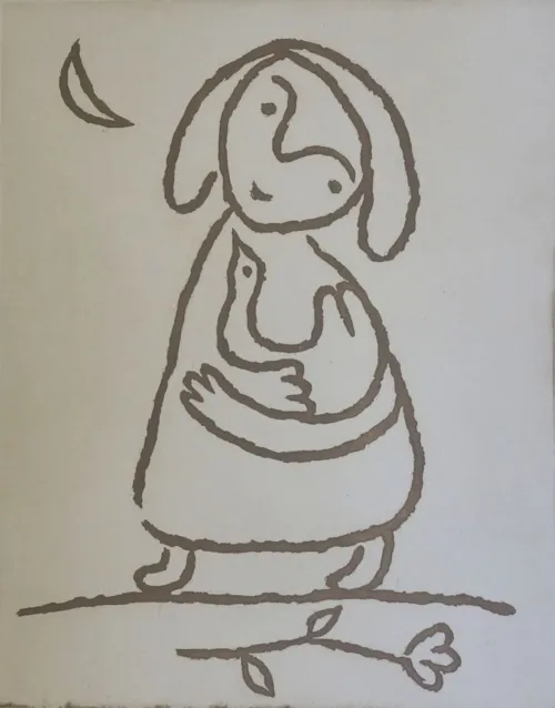 Michael Leunig The Magic Bird etching with sugarlift:aquatint on steel 85.5 x 67cm
