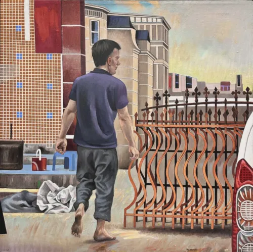 Street Figure II, 2023 84.5 x 84.5cm oil on linen $7,000 f