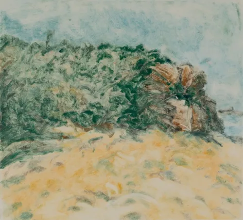 Susan Wald Blue, Green and Yellow 2, 2025 monotype coloured ink on Somerset paper 43 x 47.5cm $1,500 f