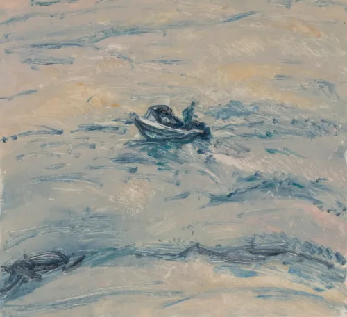 Susan Wald Man at Sea, 2025 monotype coloured ink on Somerset paper 43 x 37.5cm $1,500 f