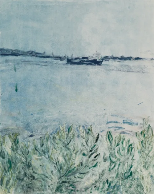 Susan Wald On Blue Seas, 2025 monotype coloured ink on Somerset paper 50 x 34.5cm $1,500 f