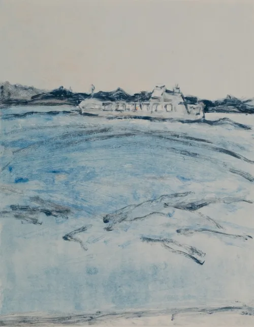 Susan Wald On Blue Seas 4 , 2025 monotype coloured ink on Somerset paper 50 x 39.5cm $1,200 uf