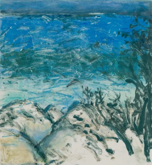 Susan Wald Over Blue and Green 2025, monotype coloured ink on Somerset paper 50 x 34.5cm $1,200 uf