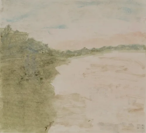 Susan Wald Pink, Blue and Green, Dusk 2, 2025 monotype coloured ink on Somerset paper 43 x 47.5cm $1,200 uf