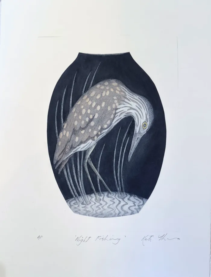 Kati Thamo Night Fishing etching and aquatint 29.5x22cm Ed of10 $450 UF