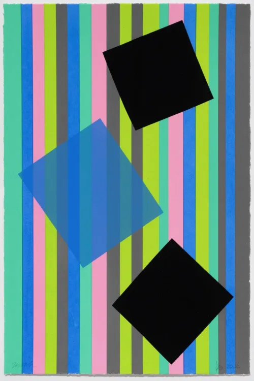Melinda Harper Stripes and squares, 2026 screenprint 29 x 42cm Printed by Troppo edition of 10 $600 uf